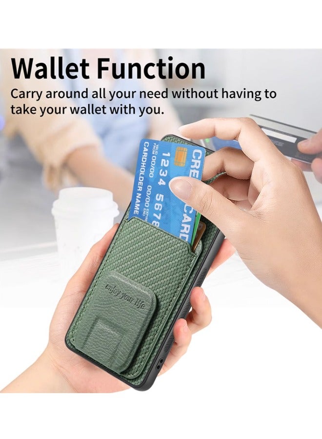 GKK Cover Case for Honor X9b 5G Folding Bracket Card Insertion Anti-drop Shell Magnetic Attraction with Stand Card Holder 2 in 1 PU Leather Ferrule with RFID Blocking Credit Card Holder Green  - Image 5