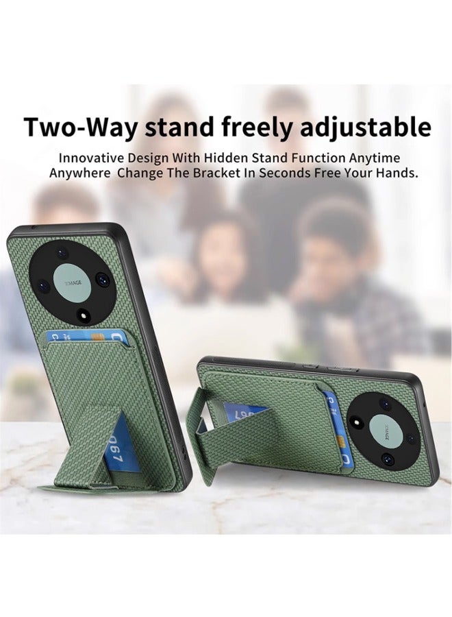 GKK Cover Case for Honor X9b 5G Folding Bracket Card Insertion Anti-drop Shell Magnetic Attraction with Stand Card Holder 2 in 1 PU Leather Ferrule with RFID Blocking Credit Card Holder Green  - Image 2