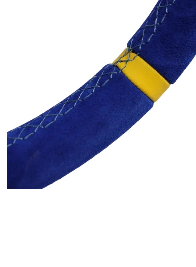 رويال ROYAL - عجلة قيادة عالمية مقاس 14 بوصة/350 مم من جلد الغزال، عجلة قيادة مقعرة عميقة مستديرة (O) للسباق/الألعاب/الرالي/رياضة السيارات (DYT-5125) (أزرق) - Image 3