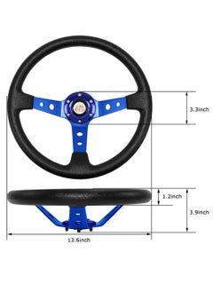 Royal ROYAL - Universal 14"/350mm Drift Sports Steering Wheel Suede Leather Deep Concave Round (O) Shaped Steering Wheel for Racing/Gaming/Rally/Motorsport (DYT-5125) (Blue)  - Image 5