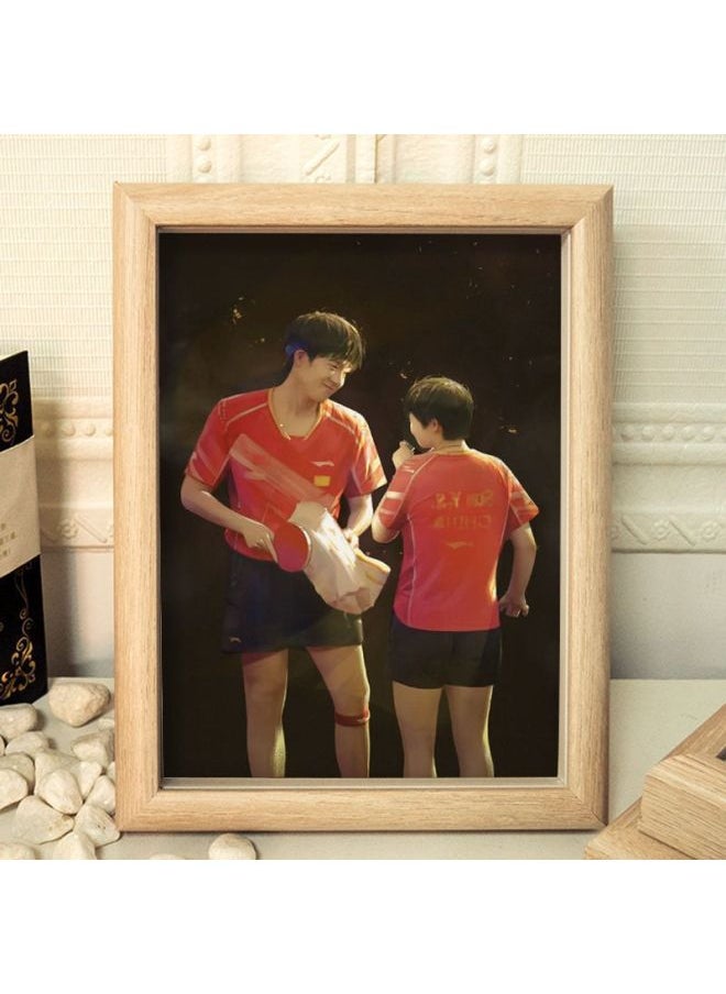 Generic - Sun Yingsha Wang Chuqin Photo Frame Should Aid Photo Commemorate Sha Tou Bedroom Desktop Decoration DIY Gift-Height:Sun Yingsha Wang Chuqin Style 10 Without Photo Frame, One Individually Painted Heart - Standard - Image 1