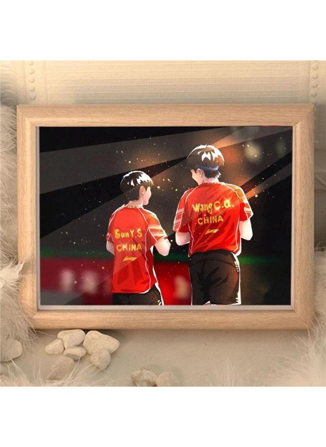 Generic - Sun Yingsha Wang Chuqin Photo Frame Should Aid Photo Commemorate Sha Tou Bedroom Desktop Decoration DIY Gift-Height:Sun Yingsha Wang Chuqin Style 10 Without Photo Frame, One Individually Painted Heart - Standard - Image 1