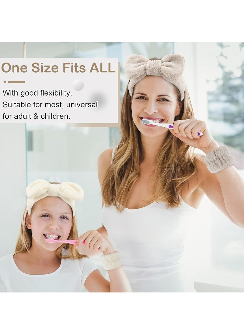 أوزيغالور 6 قطع طقم عصبة رأس وعصابة معصم سبا 6 قطع، عصبة رأس لغسل الوجه، عصبة رأس للعناية بالبشرة لغسل الوجه. - Image 4