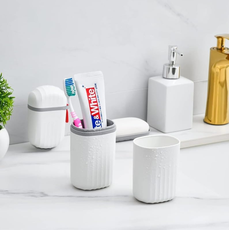 Kitchwell (Soap Case + Tooothbrush case) Capsule Shape Travel Toothbrush Toothpaste Case Holder Portable Toothbrush Storage Plastic Toothbrush Holder Use for Camping, Business Trip and School Use - Image 2