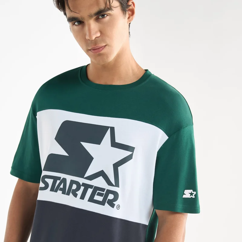 Splash FAV Starter Logo Print T-shirt with Short Sleeves and Crew Neck