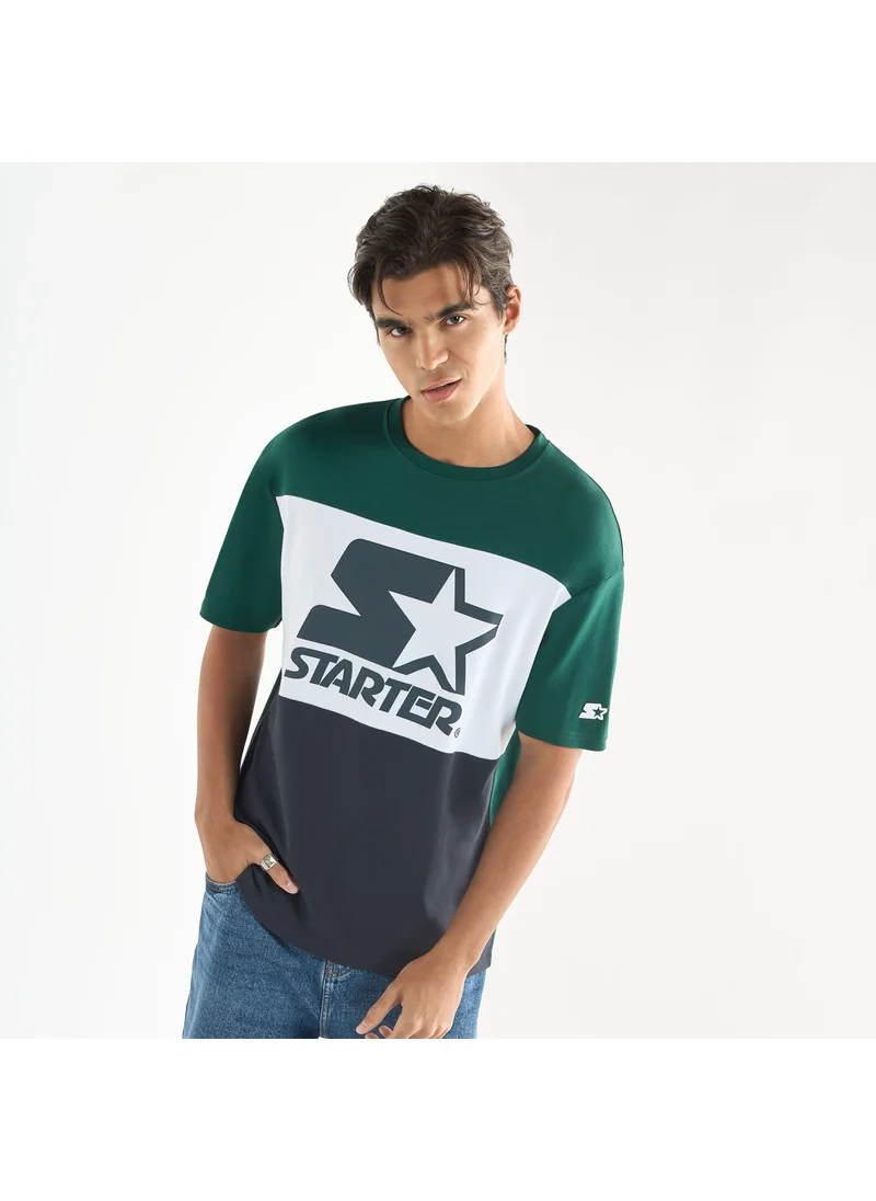 FAV Starter Logo Print T-shirt with Short Sleeves and Crew Neck