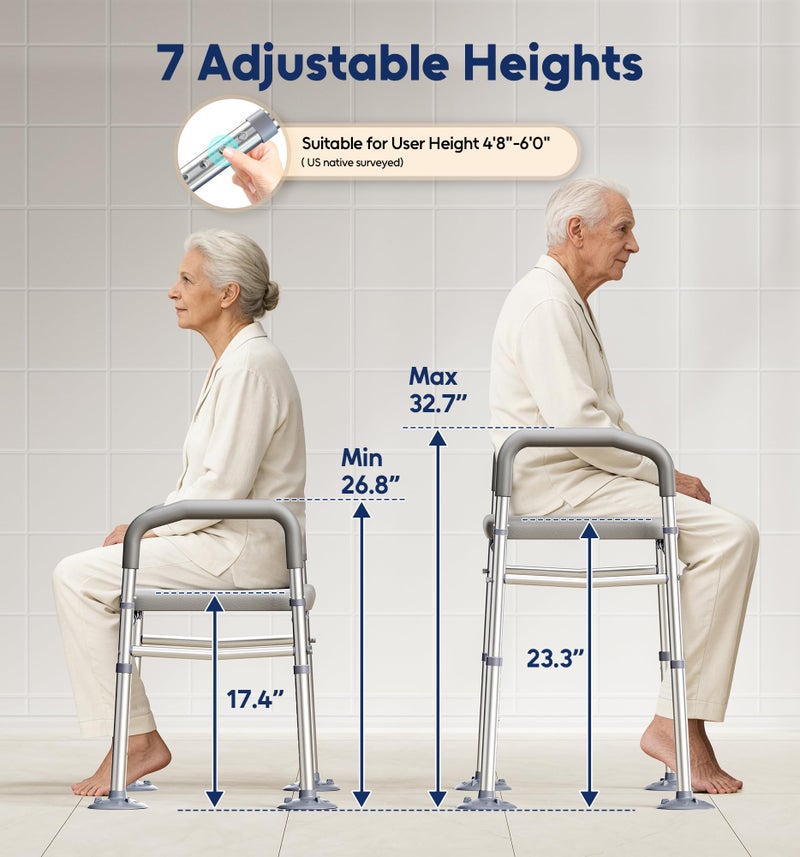 Bluelog Toilet Seat Risers for Seniors, 6 Width & 7 Height Adjustable Raised Toilet Seat with Handles, Elevated Toilet Seat for Elderly, Handicap, Heavy Duty 400lbs Build, Fit Any Toilet, Grey - Image 3
