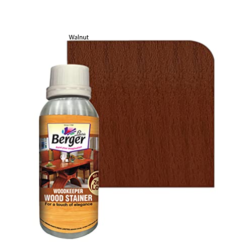 Berger Woodkeeper Wood Stainer | Walnut | Transparent Solvent-Based Wood Stain | Easy Cloth Application | Leakproof Bottle | 500ml - Image 1