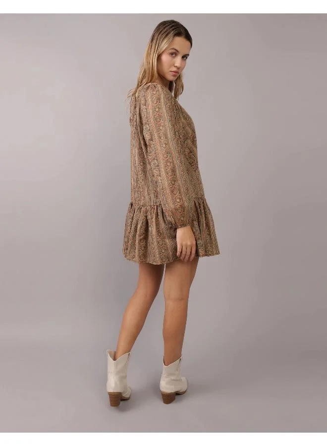 American Eagle AE Long-Sleeve Peasant Mini Dress