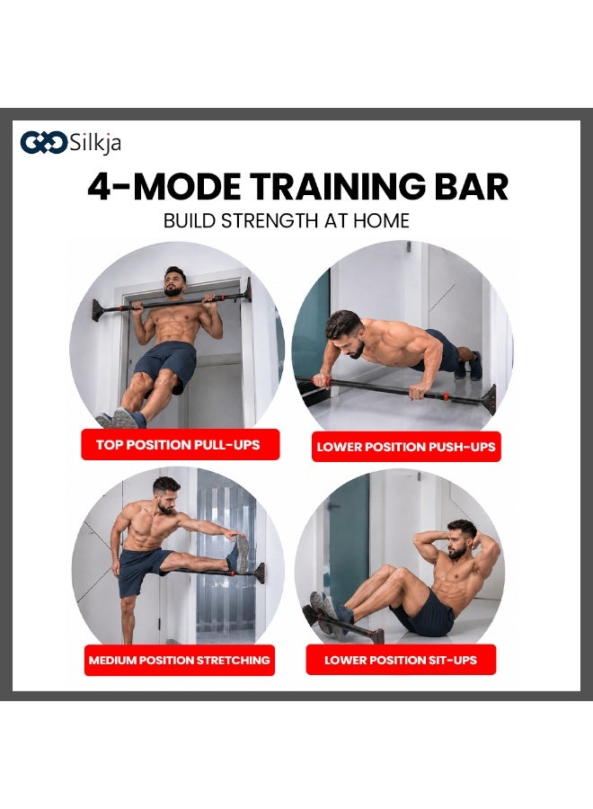 Silkja Adjustable Doorway Pull-Up Bar | Heavy-Duty Steel Home Gym Exercise Bar | No Drilling Chin-Up Bar for Pull-Ups, Push-Ups, Sit-Ups & Fitness Training | Supports Up to 200KG - Image 2