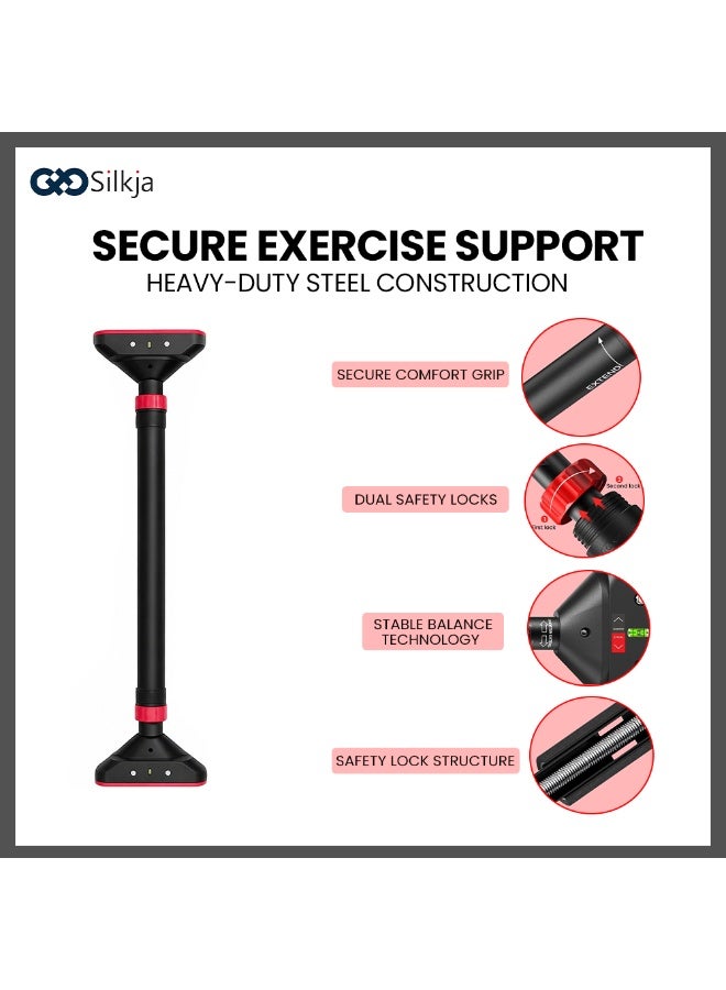 Silkja Adjustable Doorway Pull-Up Bar | Heavy-Duty Steel Home Gym Exercise Bar | No Drilling Chin-Up Bar for Pull-Ups, Push-Ups, Sit-Ups & Fitness Training | Supports Up to 200KG - Image 3
