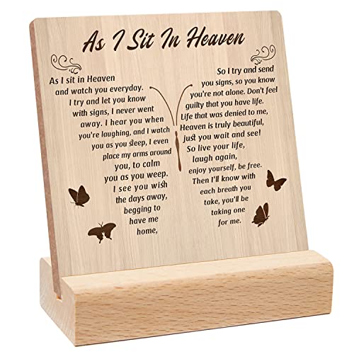Xendelow As I Sit In Heaven Sign，Sympathy Memorial Grief Condolences Gifts for Women Friends Classmates Family Coworkers，Bereavement Gift Ideas，Decor for Desk Home Office - Image 1