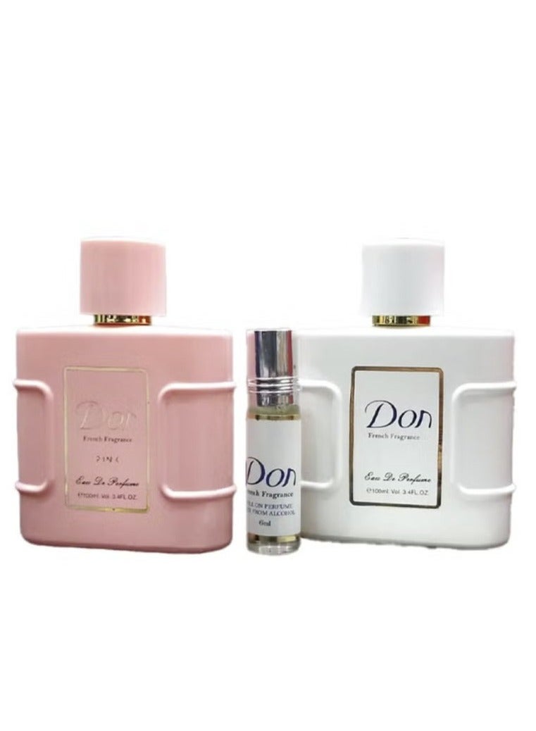مجموعة عطر دون او دي بارفيوم الابيض+الوردي+رول6مل