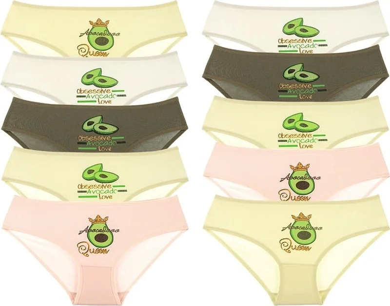 دونيلا 10-Piece Colorful Avocado Printed Girl's Panties - 4171FE