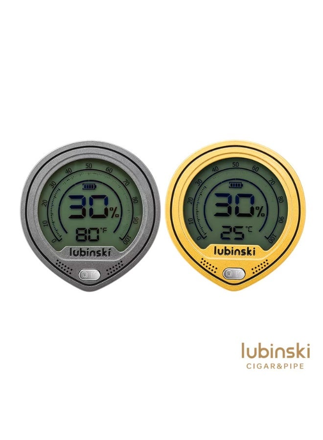 Lubinski Electronic Digital Hygrometer & Thermometer for Humidors - High-Accuracy Humidity Gauge with Temperature Display GOLDEN COLOUR - Image 3