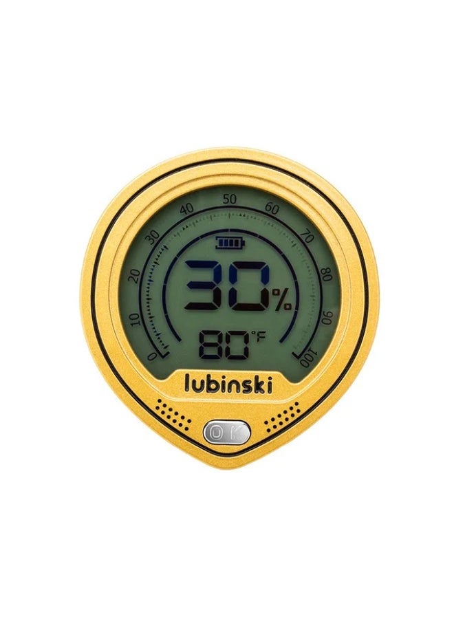 Lubinski Electronic Digital Hygrometer & Thermometer for Humidors - High-Accuracy Humidity Gauge with Temperature Display GOLDEN COLOUR - Image 1