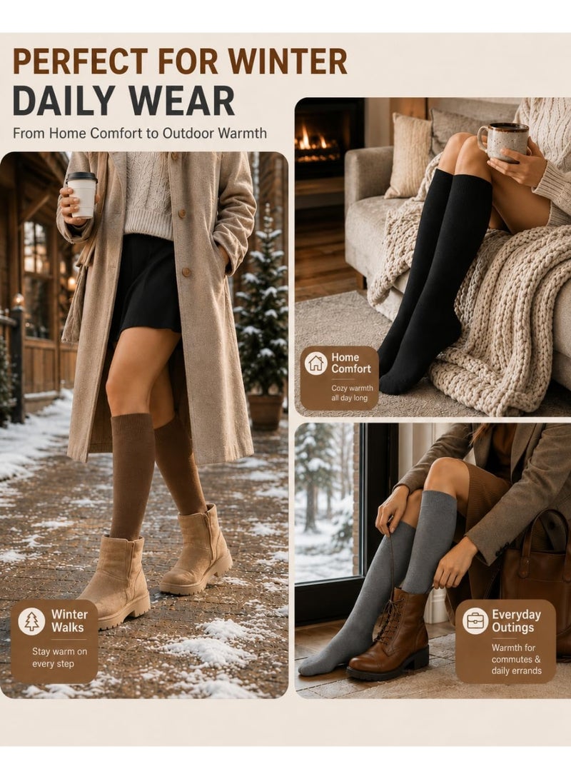 ZOVO Warm Knee High Socks for Women,Cotton Thermal Socks for Hiking Skiing Winter Gifts - Image 5