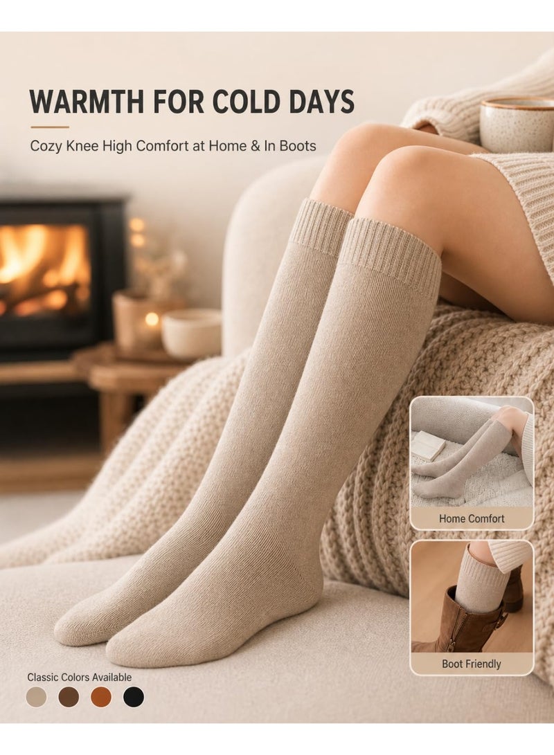 ZOVO Warm Knee High Socks for Women,Cotton Thermal Socks for Hiking Skiing Winter Gifts - Image 2