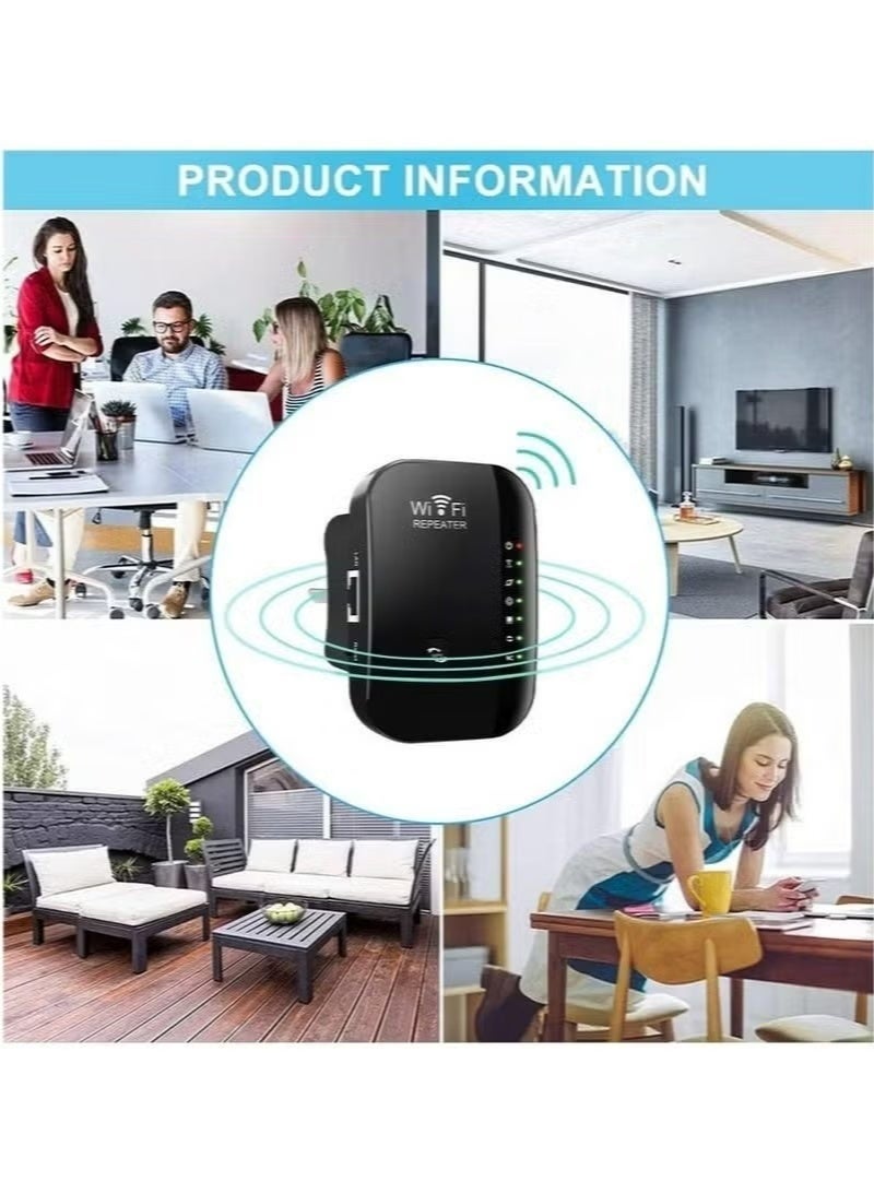 Wifi Extender，Wireless 300Mbps Wifi Router Range Extender Up to 5000sq（Black） - Image 5