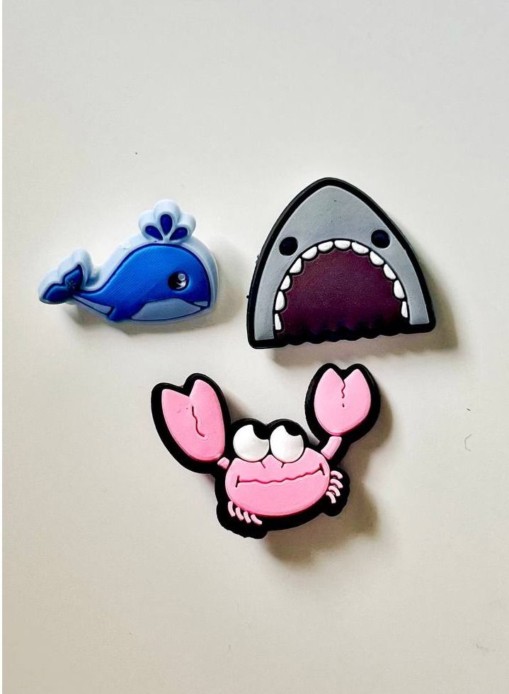 3 Pieces PVC Sea Animals Design Brooch