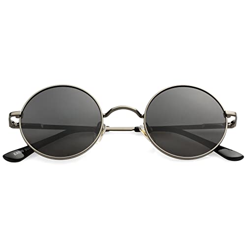 Kursan Red Circle Glasses/Small Round Polarized Sunglasses for Women Men Hippie Retro Circle Sun Glasses - 45MM (Black/Black) - Image 1