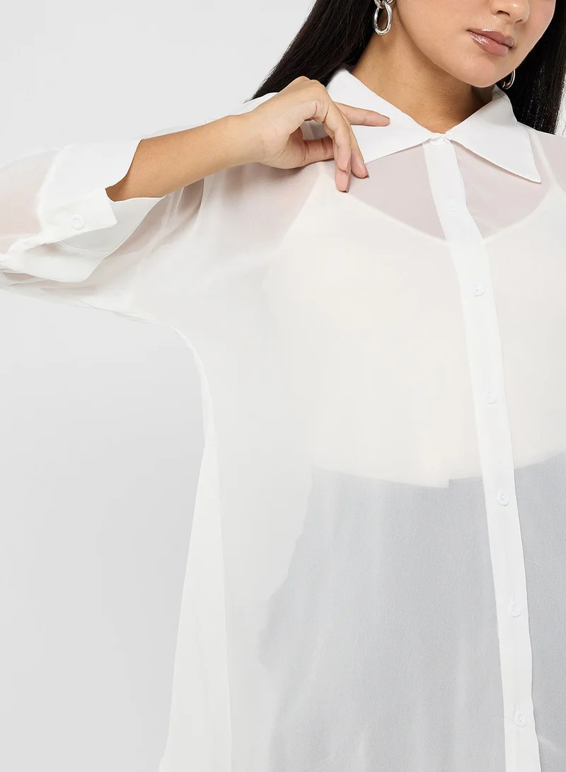 ELLA Sheer Button Down Shirt