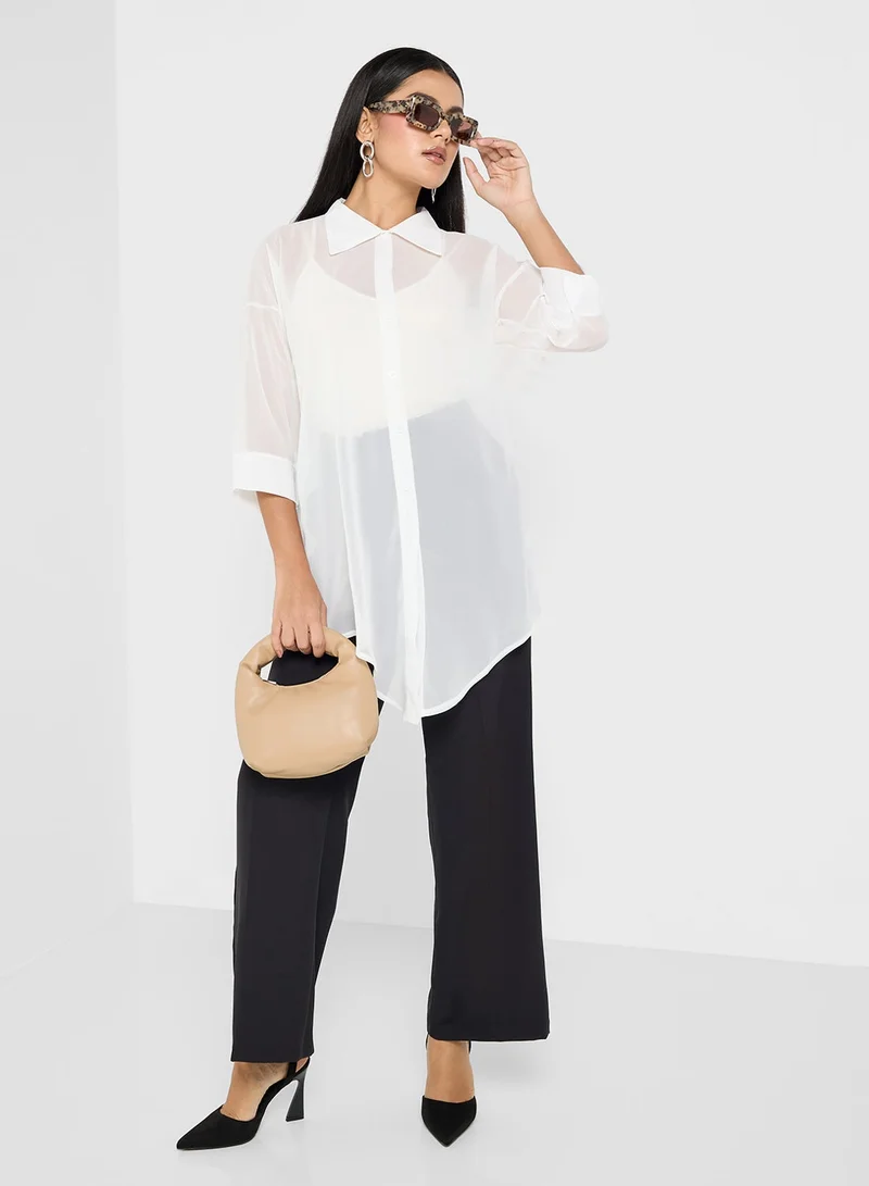 ELLA Sheer Button Down Shirt
