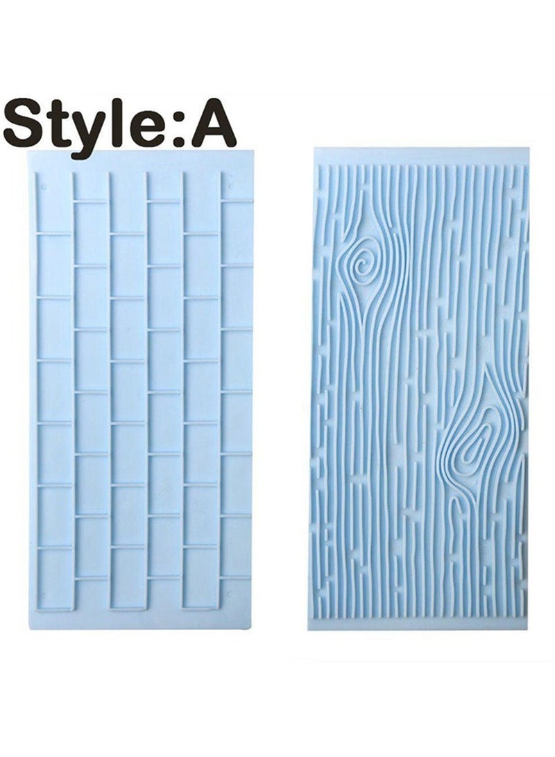 4pcs(1set tree style A+1set wall style B)  Fur Wall Tree City Wall Pebble Pattern Road Embossed Printing Mold Fondant Cake Skirt Mold Baking Cake Biscuit Mold Tool - Image 3