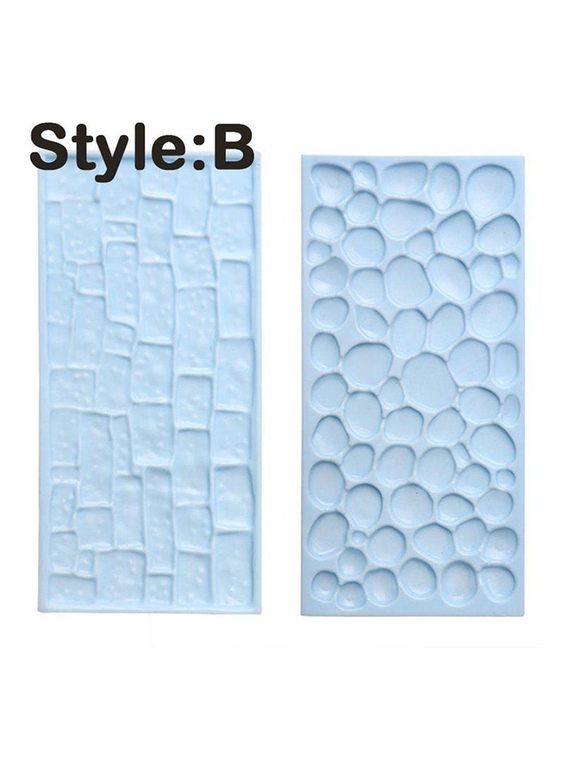 4pcs(1set tree style A+1set wall style B)  Fur Wall Tree City Wall Pebble Pattern Road Embossed Printing Mold Fondant Cake Skirt Mold Baking Cake Biscuit Mold Tool - Image 4