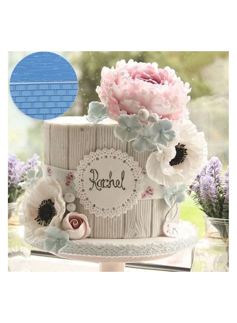 4pcs(1set tree style A+1set wall style B)  Fur Wall Tree City Wall Pebble Pattern Road Embossed Printing Mold Fondant Cake Skirt Mold Baking Cake Biscuit Mold Tool - Image 5