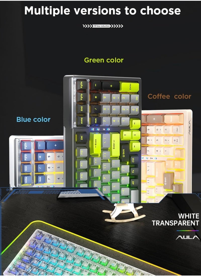 AULA - F98 Wireless Mechanical Keyboard, 95% Hot-swappable, Pre-lubed Nimbus V3 Switch, Gasket Structure, RGB Backlit, Tri-Mode BT5.0/2.4G/USB-C Mechanical Keyboard - Image 1