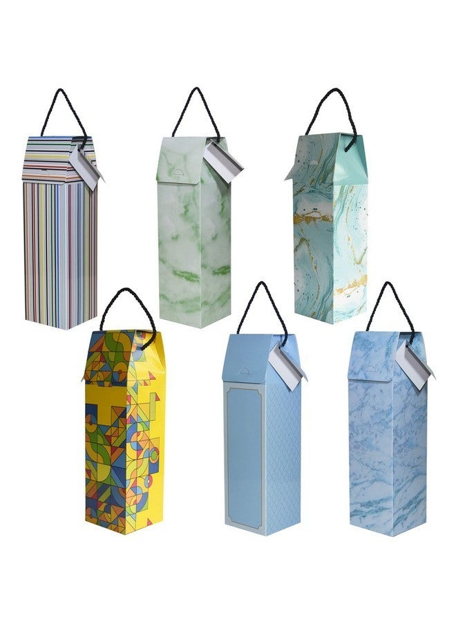 TRIACE Wine Bag Cum Box Pack of 6 with Message Card. 6 Different Designs. 14 x 4 x 4 Inches. Perfect for Parties, Dinners, Festivals, Housewarming, Corporate Gifting & Anniversary. TR 124 - Image 1