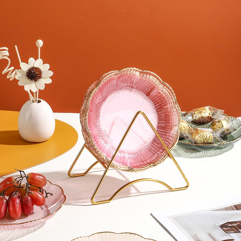 Ins Accessible Luxury Household Bone Spitting Dish Pet Plastic Transparent Tray Snack Snack Dish Gold Edge Fruit Plate Spitting Bone Plate - Image 3