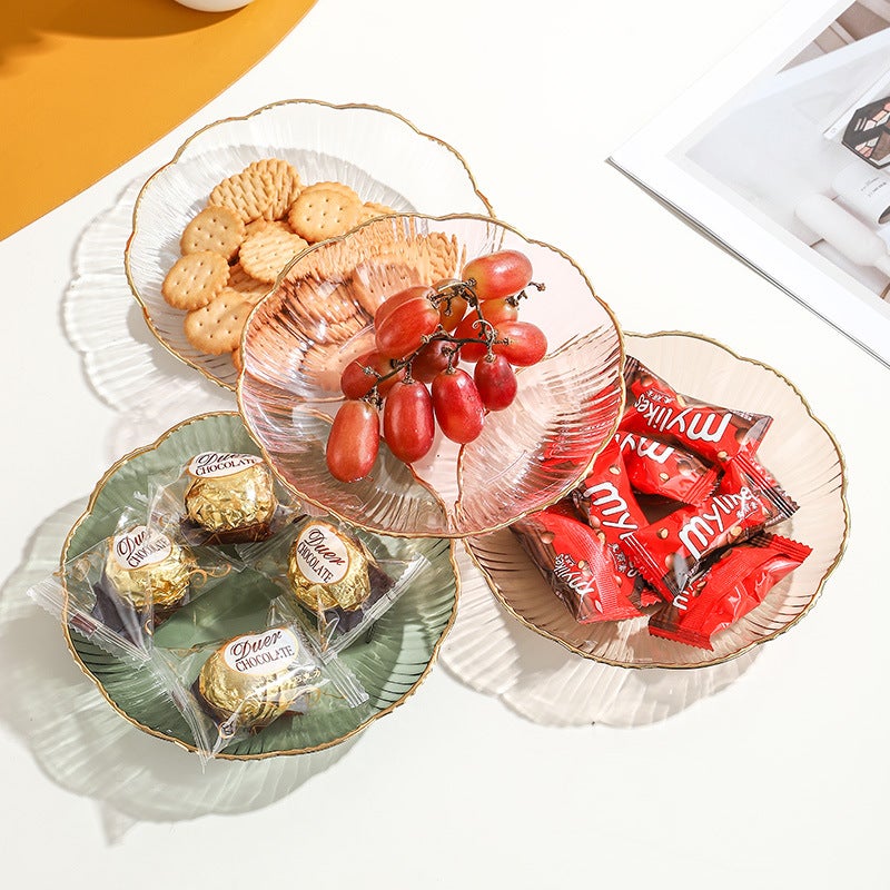 Ins Accessible Luxury Household Bone Spitting Dish Pet Plastic Transparent Tray Snack Snack Dish Gold Edge Fruit Plate Spitting Bone Plate - Image 4