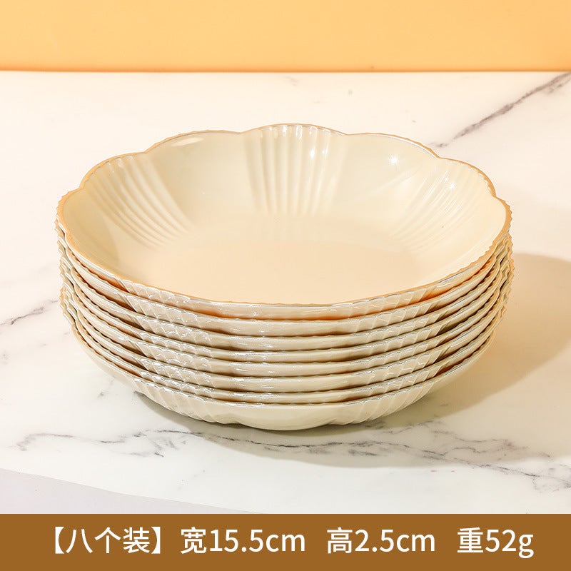 Ins Accessible Luxury Household Bone Spitting Dish Pet Plastic Transparent Tray Snack Snack Dish Gold Edge Fruit Plate Spitting Bone Plate - Image 1