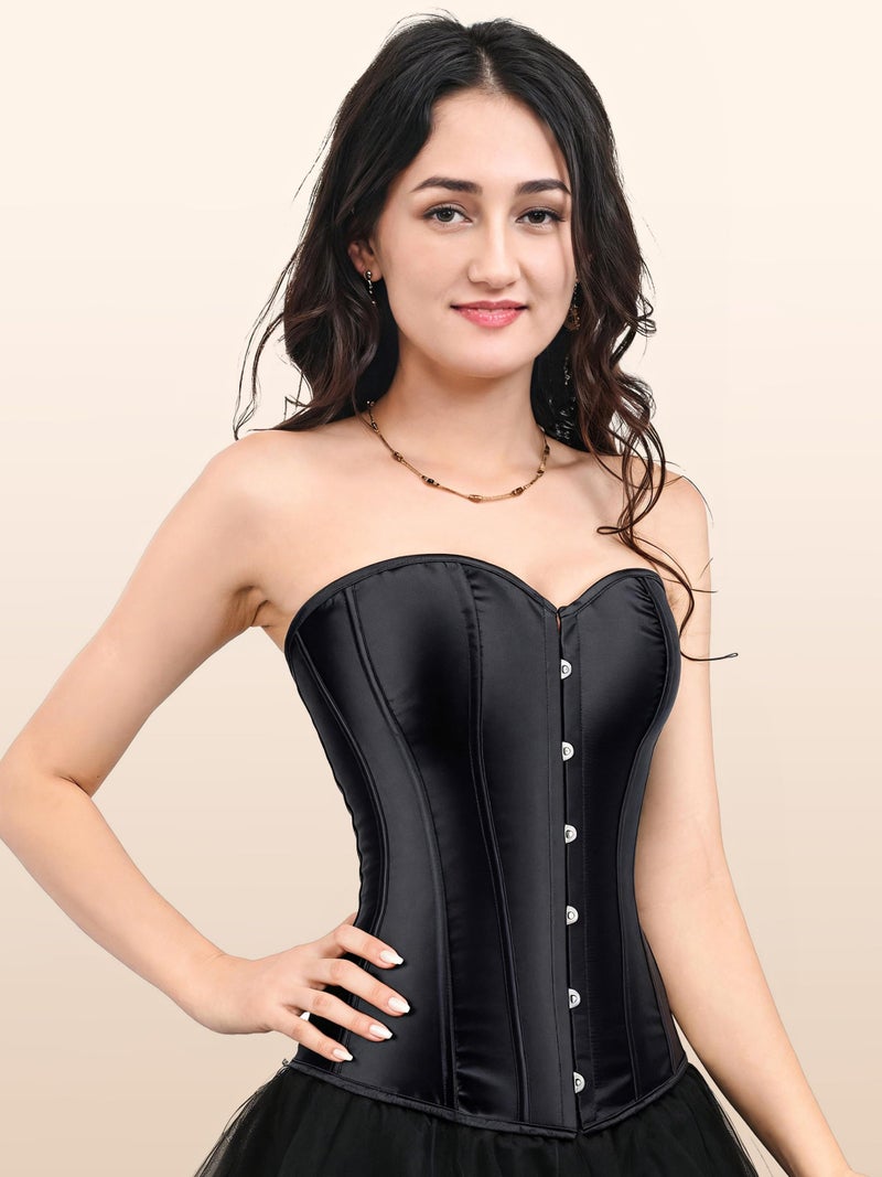 Zhitunemi Corset for Womens Halloween Costumes: Renaissance Costume Women Shapewear - Vintage Retro Lovers For Aged 25-35 Petite Black Corsets Small - Image 3