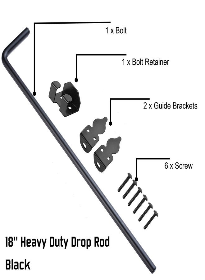 SANKINS 18" Cane Bolt Drop Rod Heavy Duty Gate Hardware Black Solid Steel Gate Ground Latch for Wood PVC Vinyl Metal Gates Fences Doors, Holding Gate to The Ground, 2 Pcs - Image 2