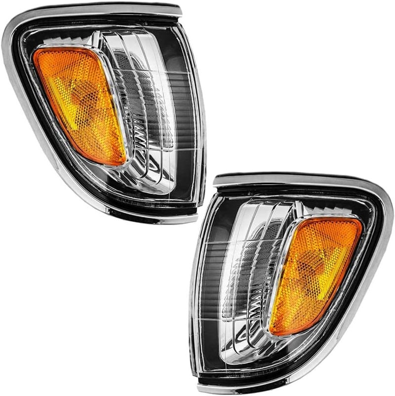 EPIC LIGHTING XMOE Style Replacement Chrome Trim Corner Signal Lights Compatible with 01-04 Tacoma Regular Access Cab (Not Full Four Door) [ TO2520161 8162004080 TO2521161 8161004080 ] Pair - Image 1
