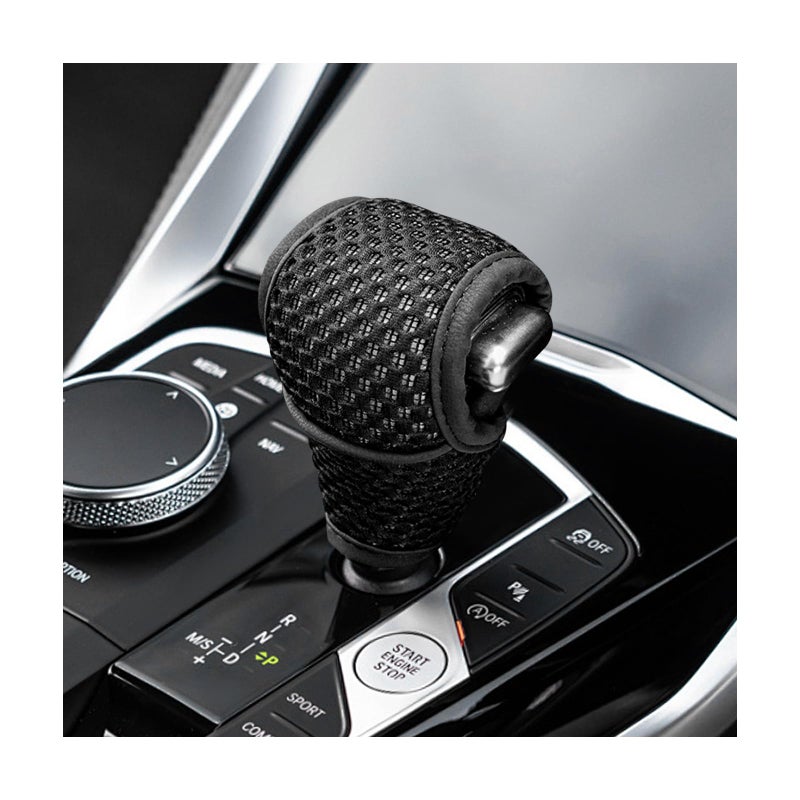 FSTURIOS Car Gear Shift Knob Cover AntiSlip Manual Automatic Shifting Knob Gear Handle Stick Protection Breathable Automotive Rod Lever Shifter Knobs Cover for SUV Truck RV Black Regular - Image 3