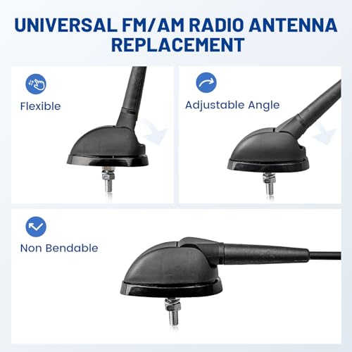 Anina 16 Inch AM/FM Universal Top/Side Mount Antenna for Vehicle Truck Boat ATV UTV RV Motorcycle, 16" Car Radio Aerial Replacement Mast w/Mount Base and Extension Cable for Stereo Receiver Head Unit - Image 4