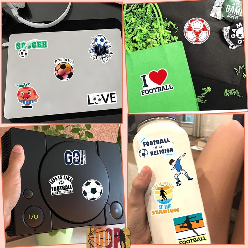 QTL Waterproof Soccer Stickers for Laptop Luggage Scrapbook Postcard (50 Pcs Soccer Style) - Image 3
