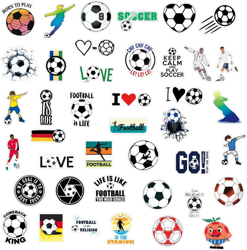 QTL Waterproof Soccer Stickers for Laptop Luggage Scrapbook Postcard (50 Pcs Soccer Style) - Image 4