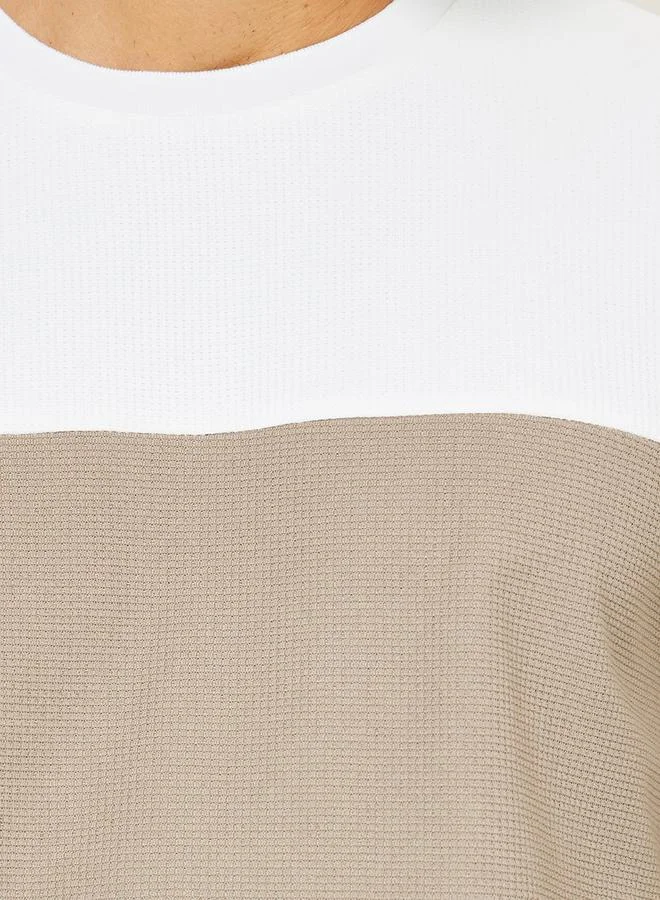 Styli Waffle Knit Colorblock Oversized T-Shirt & Shorts Co-Ord Set