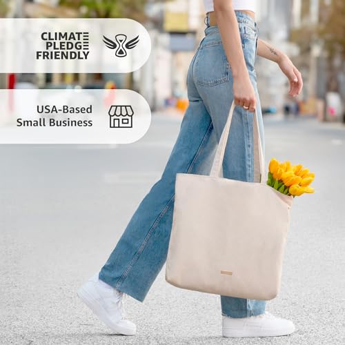 VANDEL Corduroy Tote Bag for Women and Men with Zipper and Inner Pockets. Cute School Tote Bag with Zipper, Aesthetic - Image 3