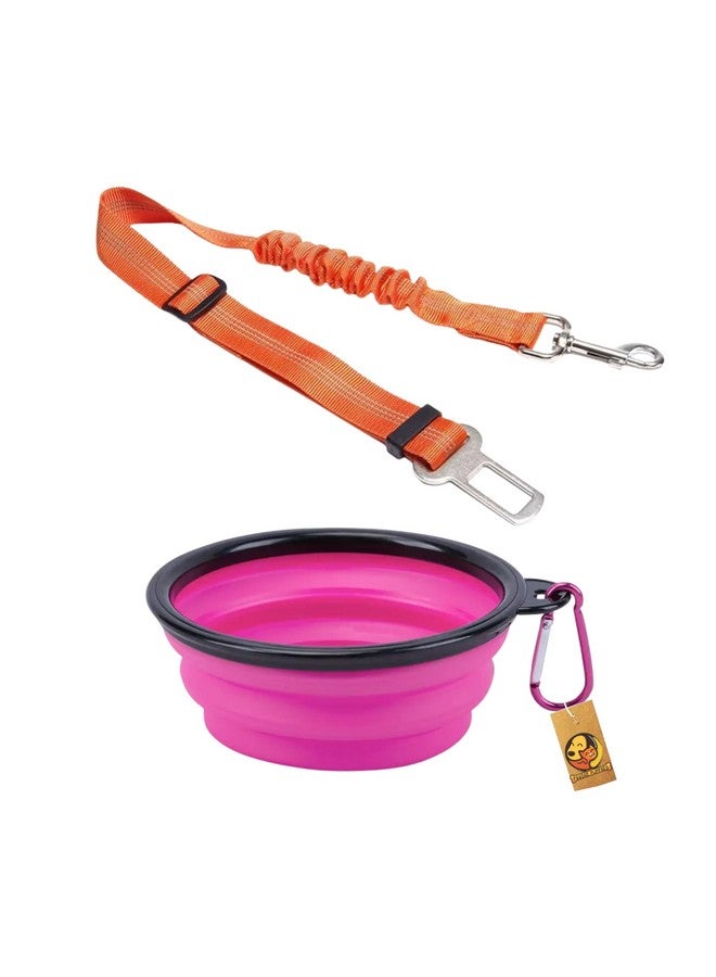مجموعة سفر للحيوانات الأليفة للكلاب الصغيرة والمتوسطة الحجم | حزام مطاطي ووعاء قابل للطي (350 مل) (قد يختلف اللون) (مجموعة من 2) - Image 1