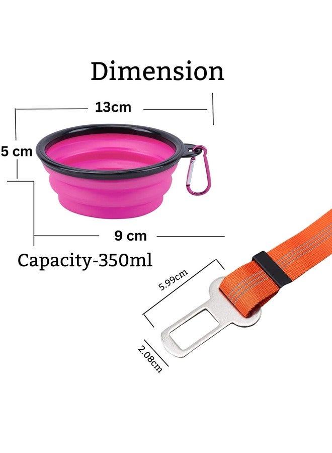 مجموعة سفر للحيوانات الأليفة للكلاب الصغيرة والمتوسطة الحجم | حزام مطاطي ووعاء قابل للطي (350 مل) (قد يختلف اللون) (مجموعة من 2) - Image 2
