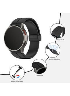 O Ozone For Samsung Galaxy Watch 7 6 5 4 FE 40mm 44mm 45mm/Galaxy Watch 6 4 Classic 43mm 47mm 42mm 46mm ,20mm Silicone  Strap with Magnetic Buckle - Black  - Image 3
