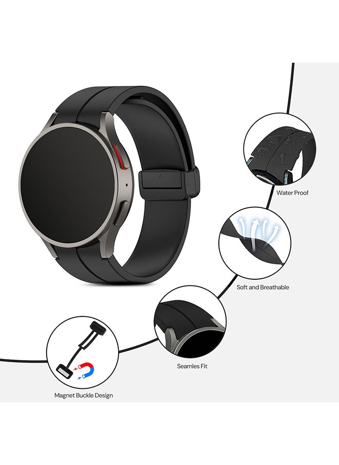 O Ozone For Samsung Galaxy Watch 7 6 5 4 FE 40mm 44mm 45mm/Galaxy Watch 6 4 Classic 43mm 47mm 42mm 46mm ,20mm Silicone  Strap with Magnetic Buckle - Black  - Image 3
