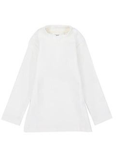LONG-SLEEVED WHITE HALF-COLLAR T-SHIRT