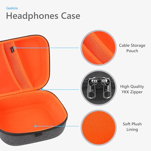 Geekria Shield Headphones Case Compatible with Sennheiser HD400PRO/HD 560S/HD598/HD 599SE/HD280PRO/HD 600, Replacement Hard Shell Travel Carrying Bag with Cable Storage (Dark Grey) - Image 3